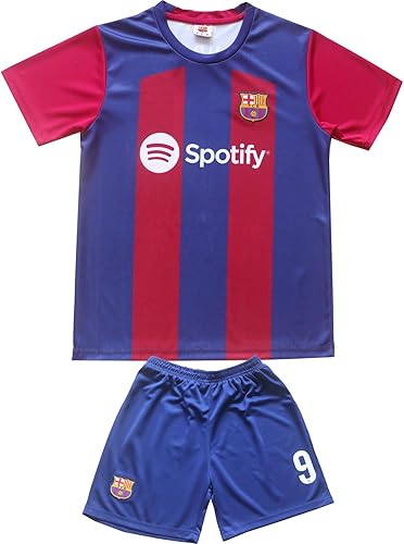 Miniatura 2 de CEKFAX 20222023 Barca Home #9 Robert Lewandowski Football Soccer Kids Jersey Shorts Socks Set Juvenil Tallas