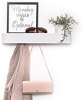 xympo Modern Wall Mounted Coat Rack with Shelf - Heavy Duty Steel 5 Hooks White Entryway Organizer