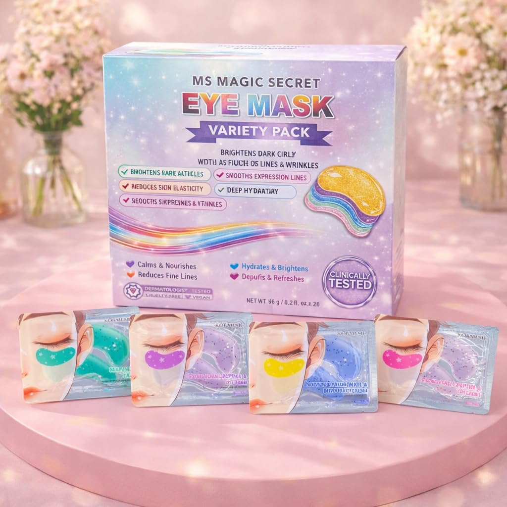 MS MAGIC SECRET Kormesic Under Eye Mask 20 Pcs (4 Each of 5 Variants) – 24K Gold, Seaweed, Retinol, Hyaluronic Acid & Peptide Eye Patches – Anti-Aging Collagen Gel Eye Pads for Dark Circles, Puffiness, Wrinkles & Fine Lines – Hydrating Under Eye Treatment for Women & Men-image-44