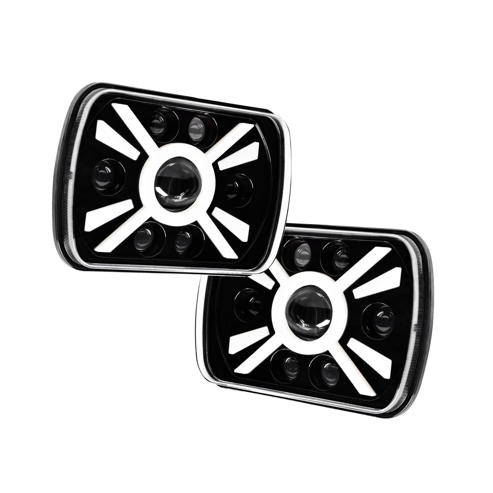 Keenso 7-calowe Reflektory LED, 2 szt. 5x7 7x6 Prostokątny Reflektor z Wysokim światłem Mijania DRL Kierunkowskaz, dla Cherokee XJ YJ