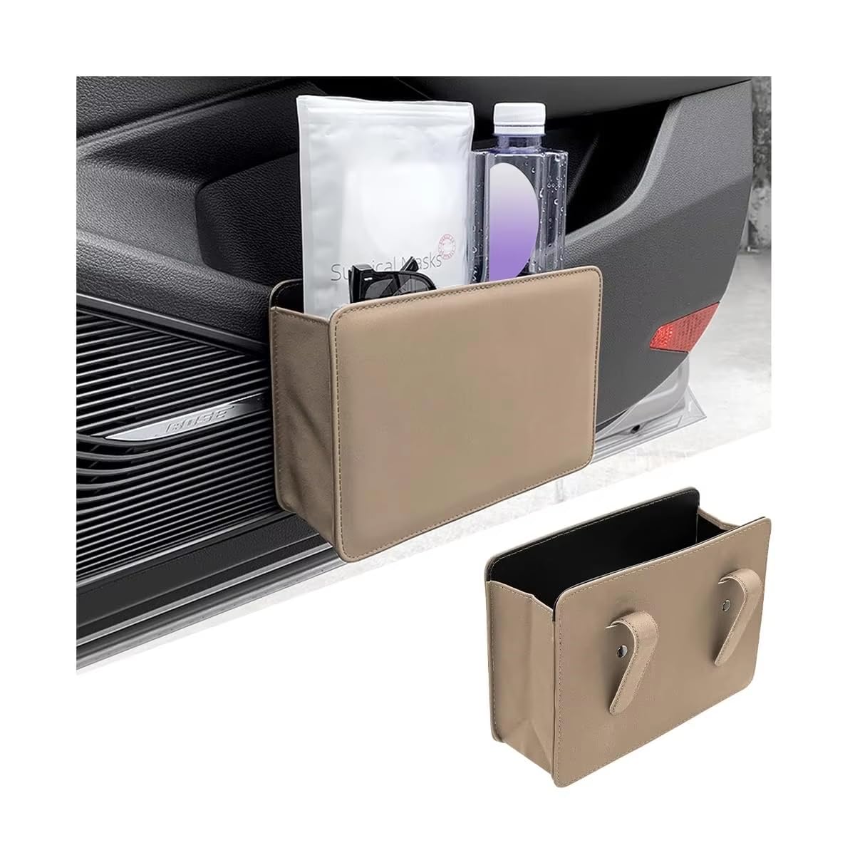 JSCARLIFE Car Trash Can, Car Mounted Garbage Bin, Front And Rear Seats