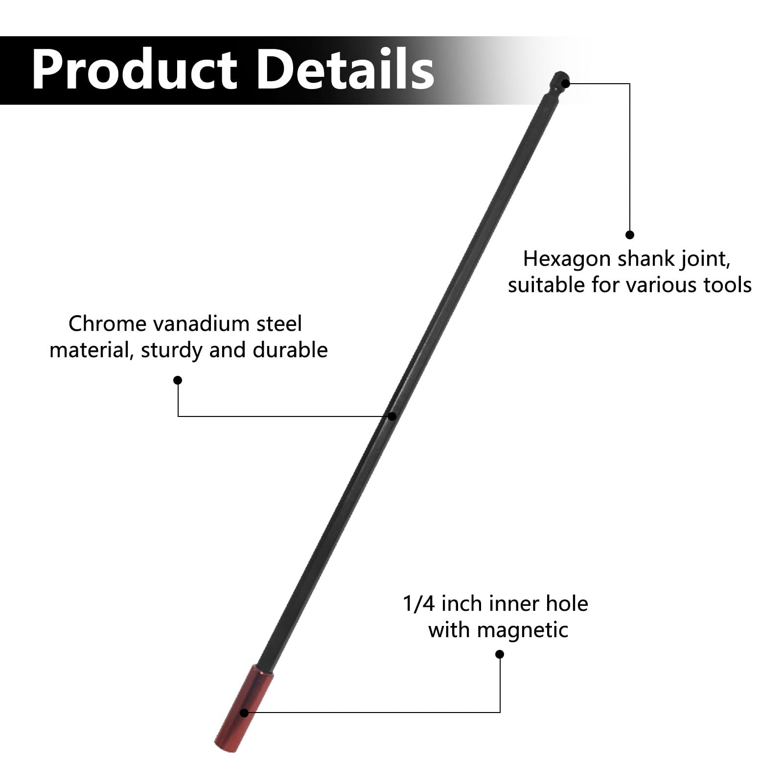 KOOLEVER 2PCS Magnetic Drill Bit Extension Holder, 300mm Steel Magnetic Screwdriver Extension Bars - Image 3