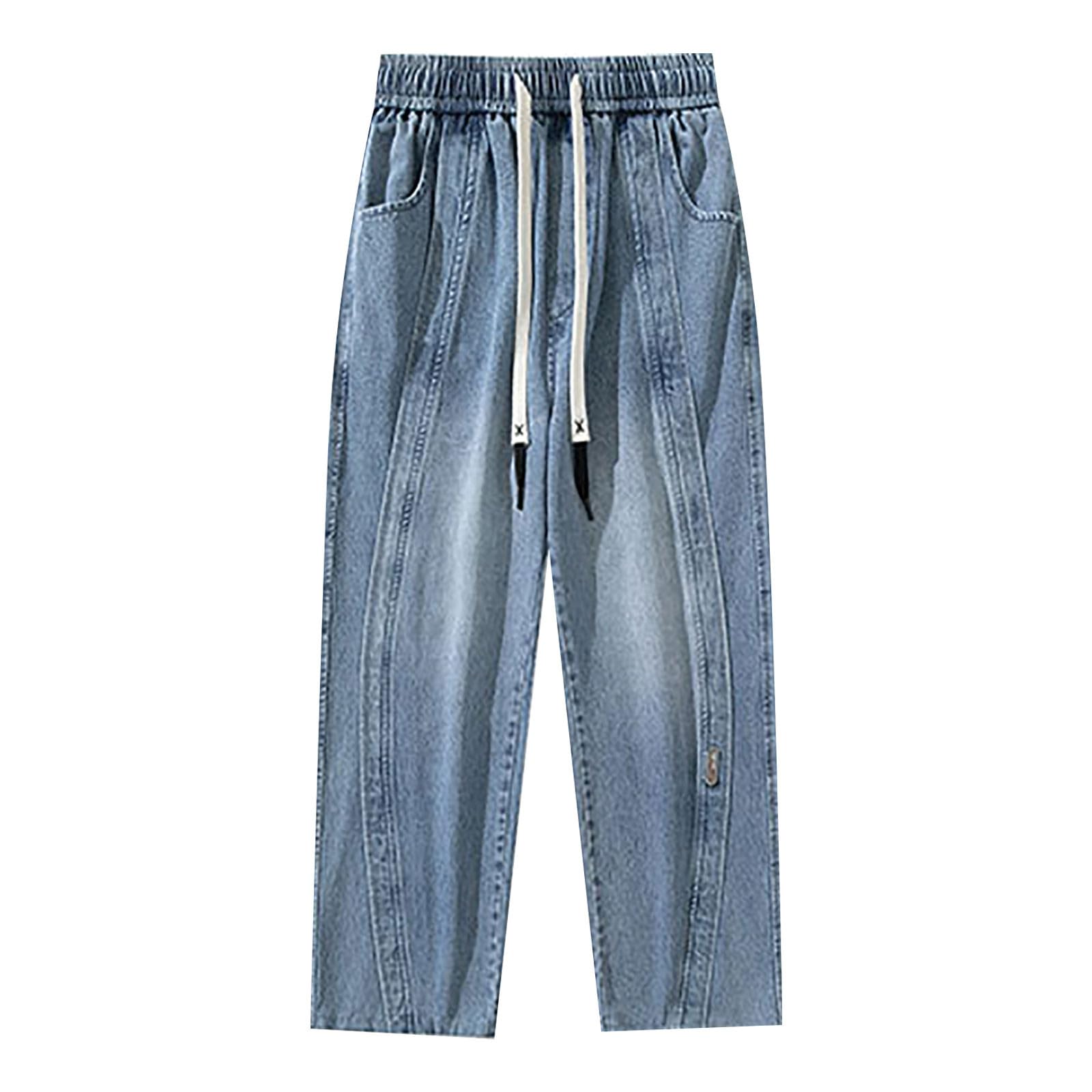 Générique Dżinsy męskie, luźne, styl retro, szerokie nogawki, mikro-stretch, ze ściągaczem, na wiosnę i jesień