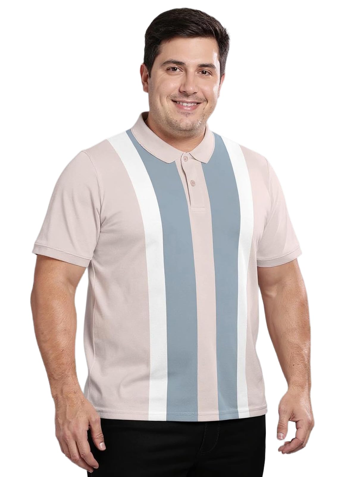 bullmer Trendy Colour-Block/Striped Printed Collar/Polo Neck Plus Size Tshirt for Men | Men’s Polo T-Shirts in Plus Sizes only-picture-33