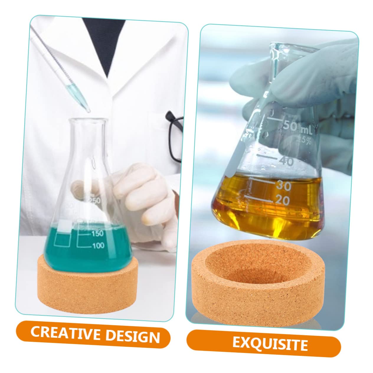 HOMOCONO Cork Ring Stand Flask Laboratory Flask Pad Round Bottom Flask Holder Acid-Resistant Flask Base St