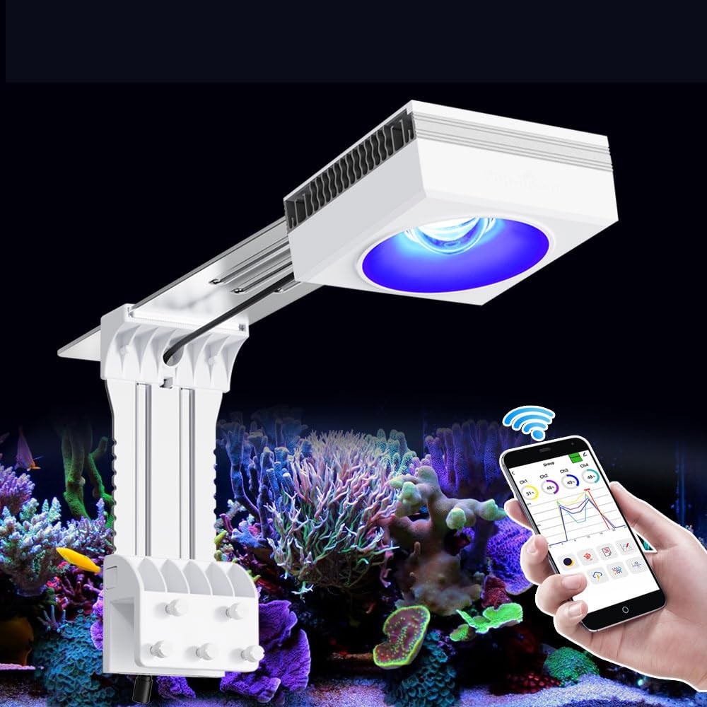 PopBloom RL90 WiFi Lampe Reef Aquarium Beleuchtung Led Meerwasser led beleuchtung für aquarium led lampen aquarium 24inch 2ft 60cm marine coral fish tank (1 RL90 WiFi mit Armhalterung)
