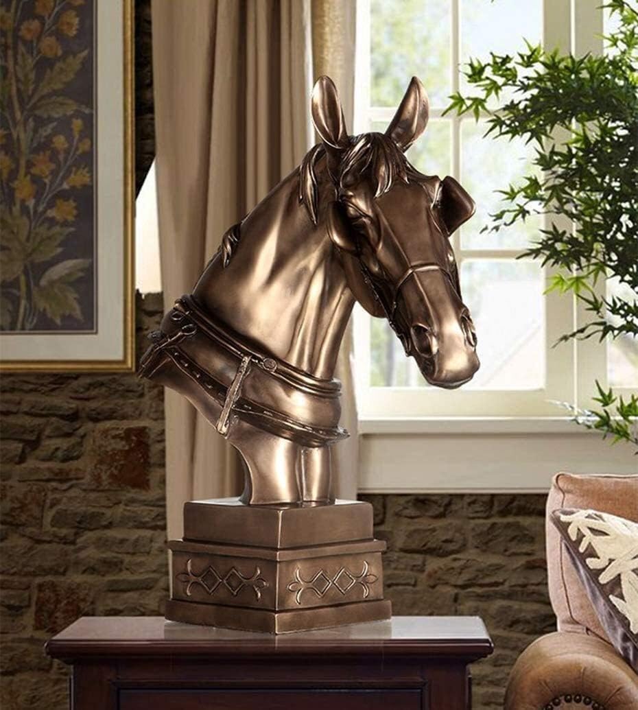 Desktop Head Statue, Horse Bust Animal Ornaments Large Furniture Home Office Decoration Cold Cast Bronze Sculpture Artwork Craft Model Nice Gift