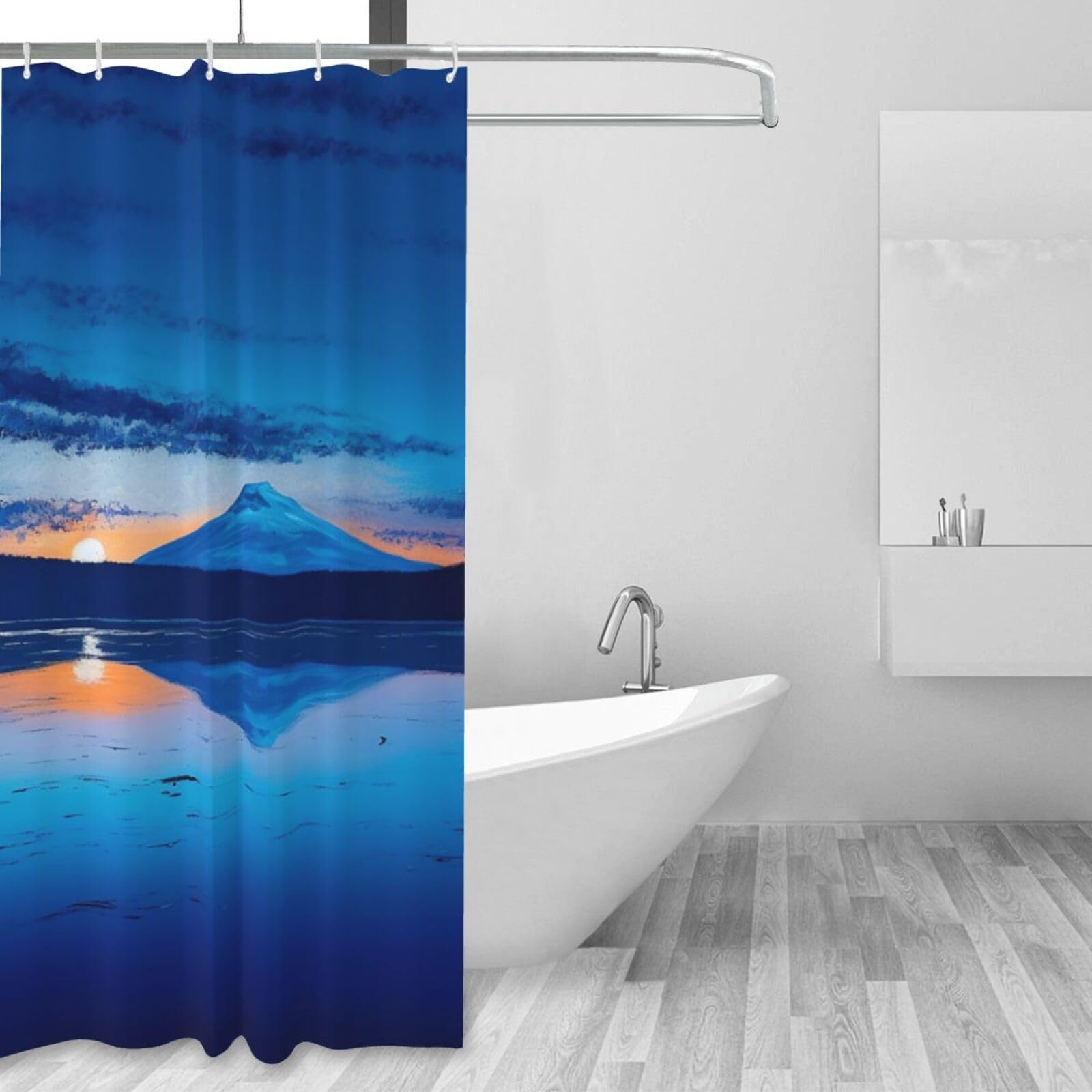 Rideau de douche tissu imperméable 152x183 bleu pour bac à douche