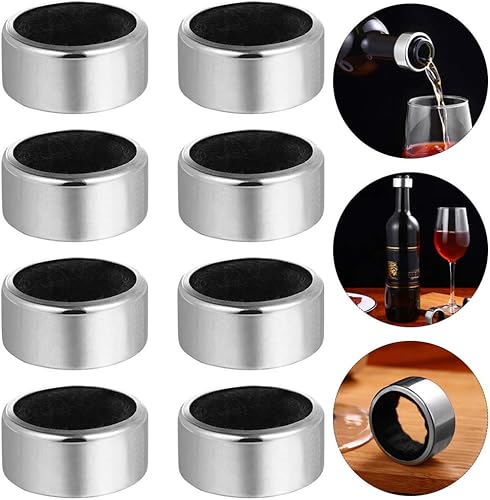 Miniatura 2 de Cabilock 12 anillos de acero inoxidable para botella de vino tinto, a prueba de fugas, anillos antidesbordamiento de goteo de vino para el hogar