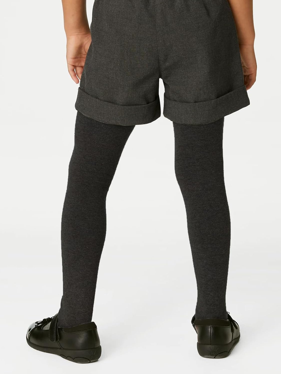 COTTON DAY Kids Girls School Dress Cotton Tights Black White Navy Blue Burgundy - Image 5