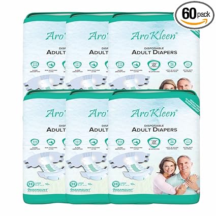 AROKLEEN ( ISI CERTIFIED ) Premium Adult Diaper With Odour Lock & Anti-Bacterial Absorbent Core | Tape Style | Bigger Cotton Core | Laminated Back Sheet | Wetness Indicator- LARGE SIZE ( L ) ( 102-150 CMS || 40