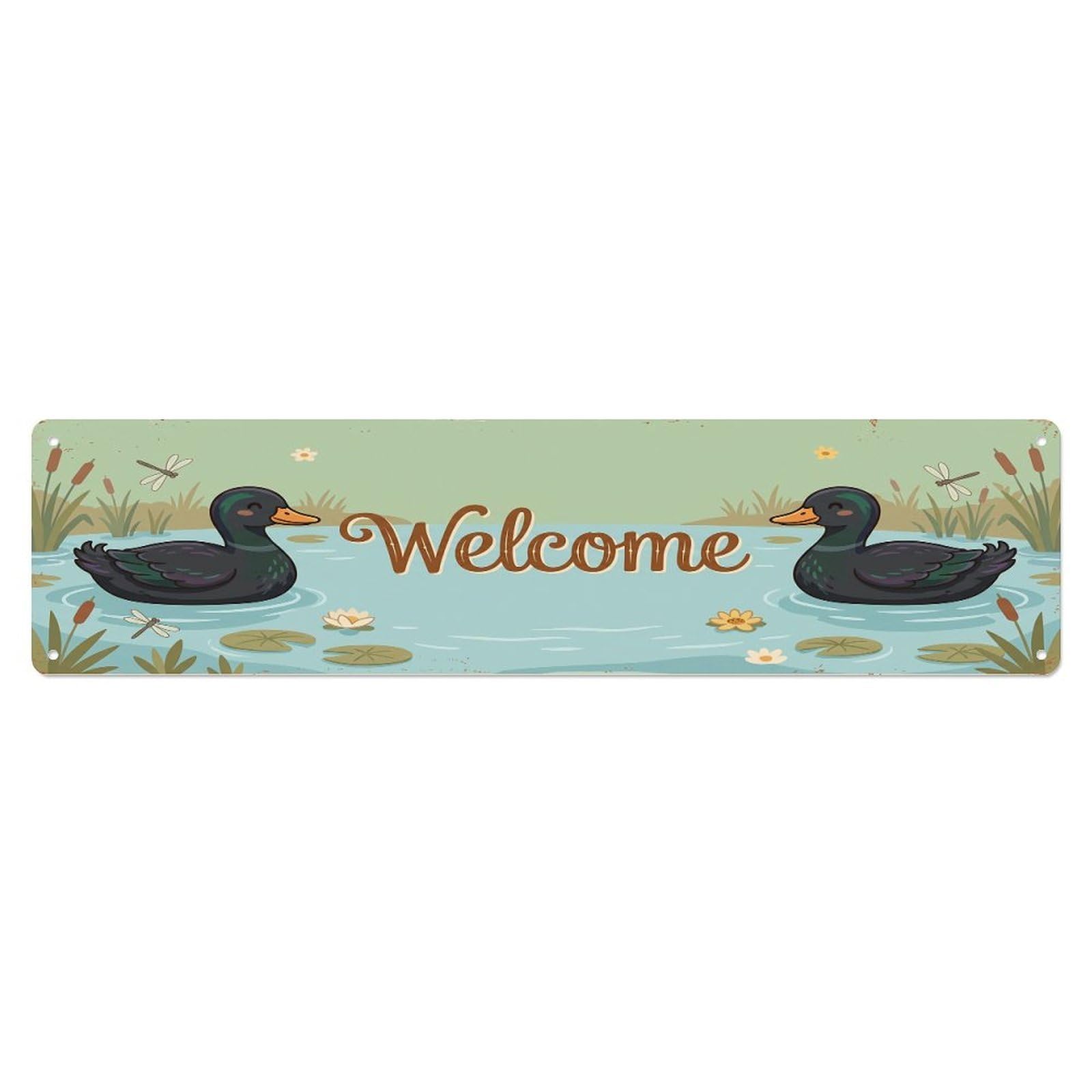 Olhnbad 4X16inch(10X40cm) Vintage Welcome Cayuga Duck Metal Tin Sign