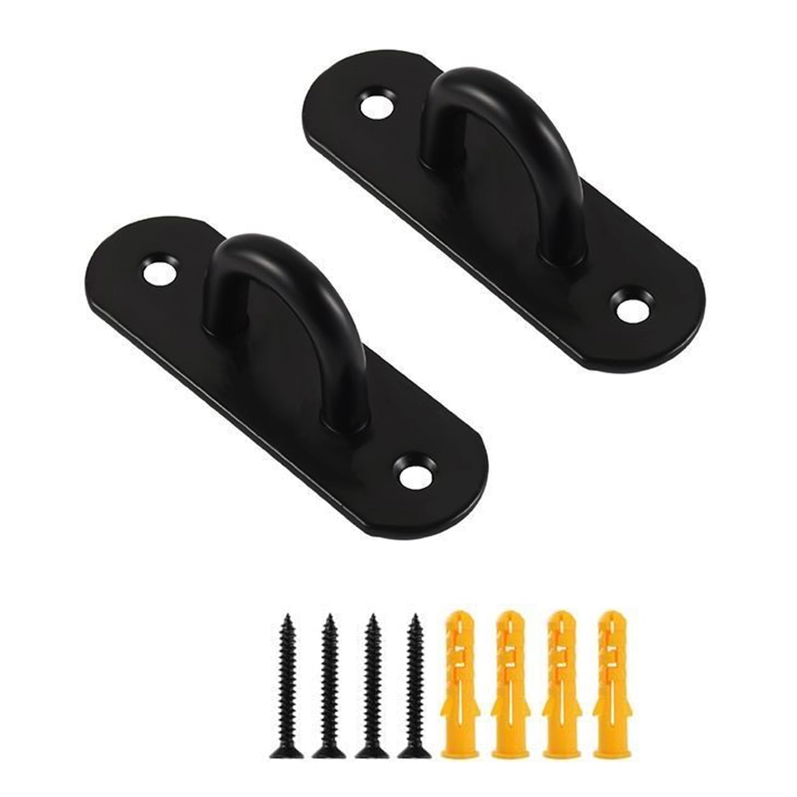 Yesmin 2 Pcs Stainless Steel Wall Eye Pads - Mounting Kit with Screws & Expansion Tubes for Secure Hanging (M6/Black)