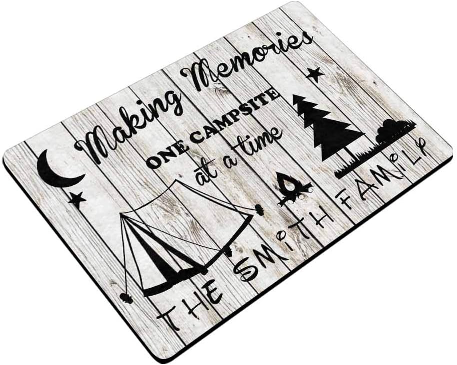 Customize Your Own Personalized Camper Doormat 24" X 16" with Name Text Indoor Outdoor Making Memories One Campsite Welcome Door Mat Area Rug Decor