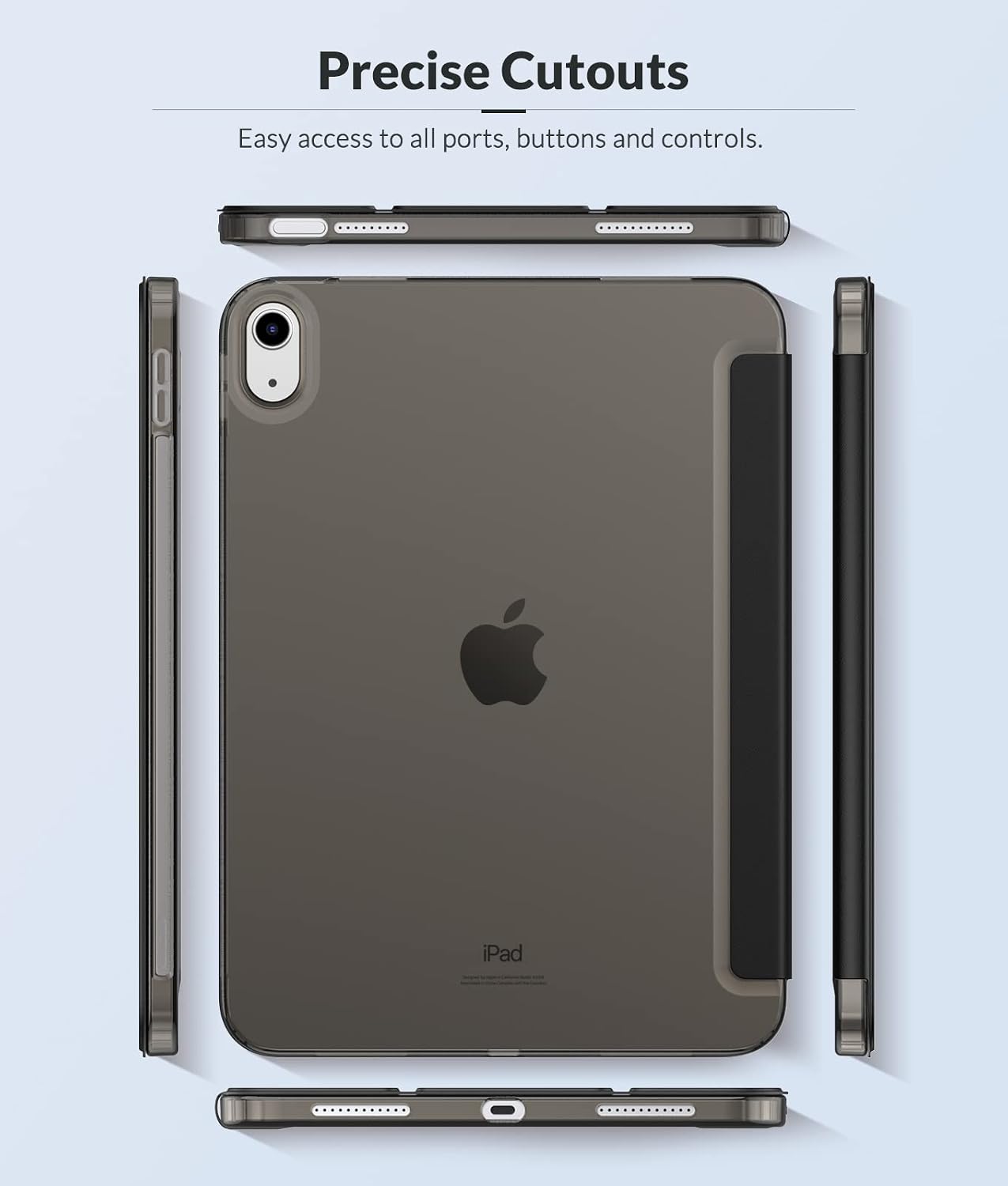 MoKo Case for New iPad (A16) 11th Generation 2025, iPad 10th Gen Case 2022, i Pad 11 inch Cover with Soft TPU Translucent Frosted Back Cover with Auto Wake/Sleep, Support Touch ID, Black