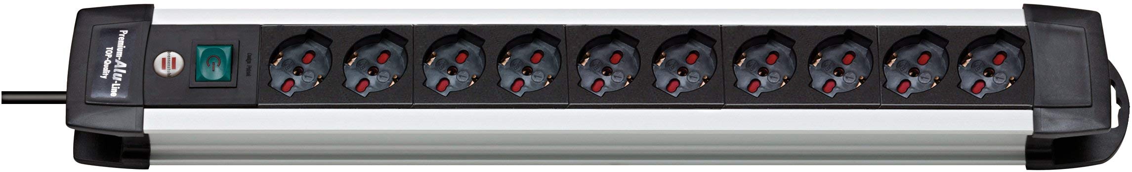 Ciabatta Multipresa 3 metri Brennenstuhl Premium-Alu-Line, Elettrica con Interruttore e 10 Prese IT (10/16A), Cavo 3 Metri H05VV-F 3G1,5, Multipresa Robusta e Stabile, Nero (1391005010)