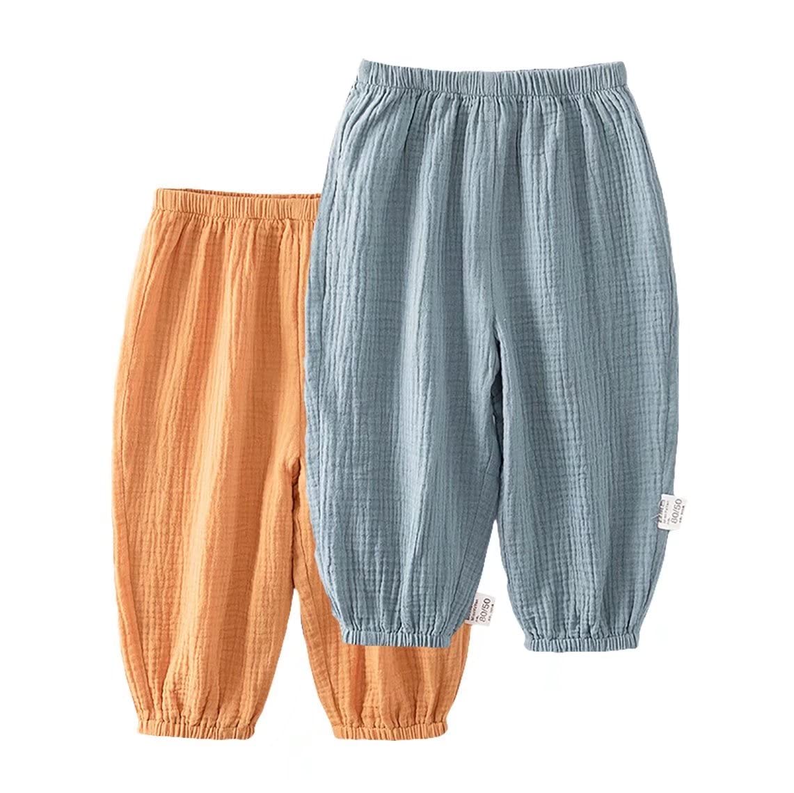 Pantaloni lunghi leggeri antizanzare, in cotone, per bambini, estivi, confezione da 2