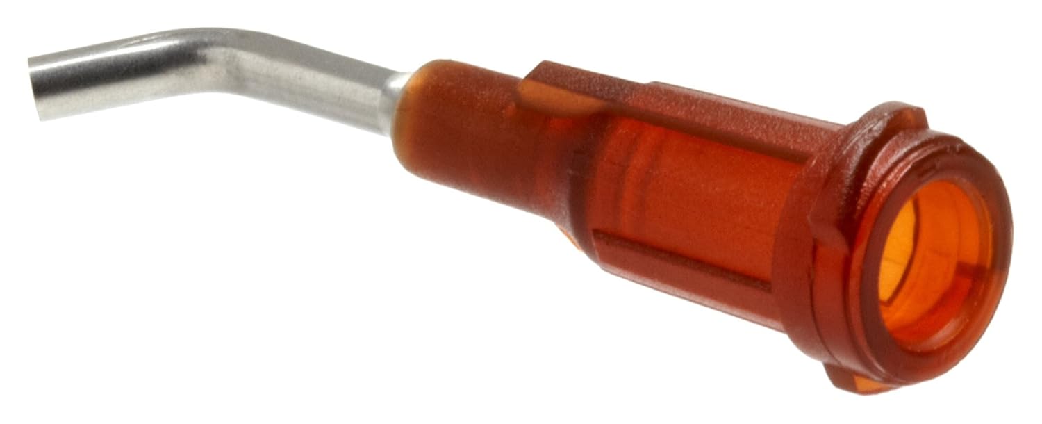 Stainless Steel Blunt Needle with 15 Gauge 45 Degree Brown Luer Polypropylene Hub, 1/2" Length (Pack of 100)