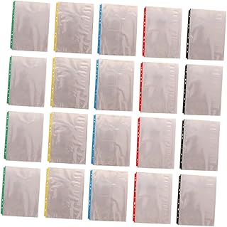Tofficu 200 Peças Folha De Filme De Proteção De Dados Clipes Coloridos Pastas De Arquivos Coloridos Pastas De Arquivos Coloridas A4 Fichário Página De Plástico Protetor De Folhas Soltas