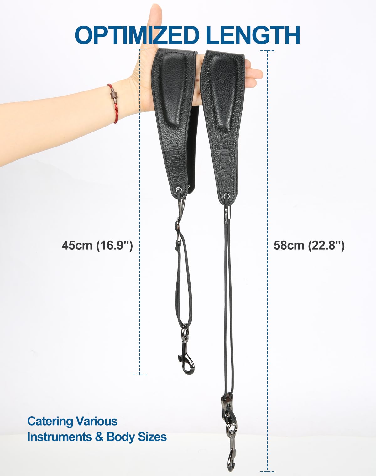SGPRO Saxophone Neck Strap with Adjustable Length, Ergonomic Soft Pads & Design - Robust Soprano, Tenor, Alto Saxophone Strap with Metal Adjuster & Swivel Hook, Perfect Saxophone Accessories Gift - Image 3