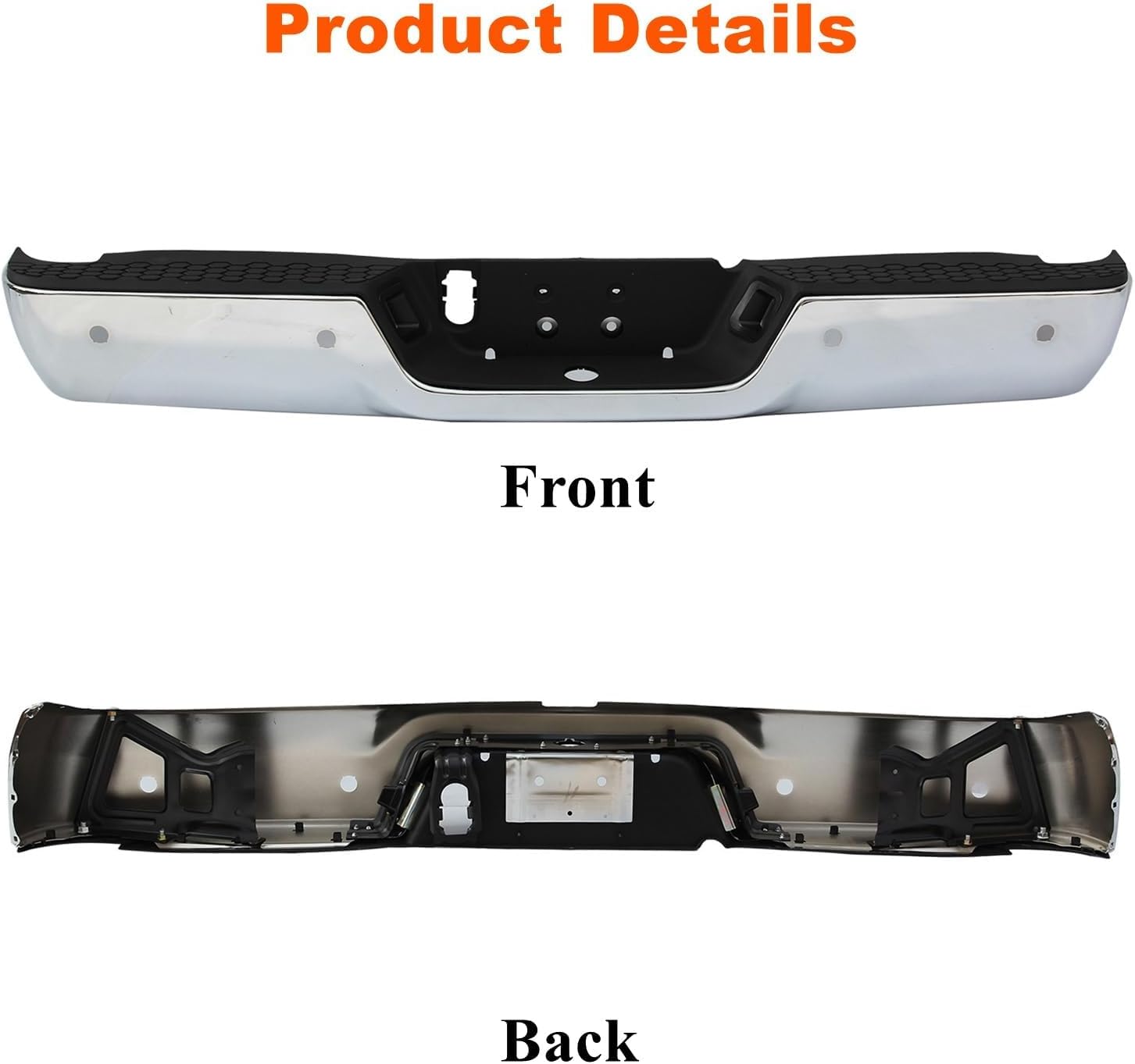 Generic Chrome Rear Step Bumper Assembly with Parking Sensors for 2009-2018 Dodge Ram 1500, 2019 Ram 1500 Classic, 2010-2012 Ram 2500 3500, CH1103122