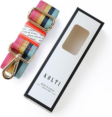 Miniatura 53 de Kolti Correa de repuesto para bolso, bolso cruzado a rayas anchas ajustables Hebilla de oro-04