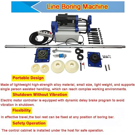 Portable Line Boring Machine, 110V Hole Drilling Machine, 2.16-7.87 Bore Diameter, 5.2' x 1.96 Bar, Handle Control Professional Boring Equipment