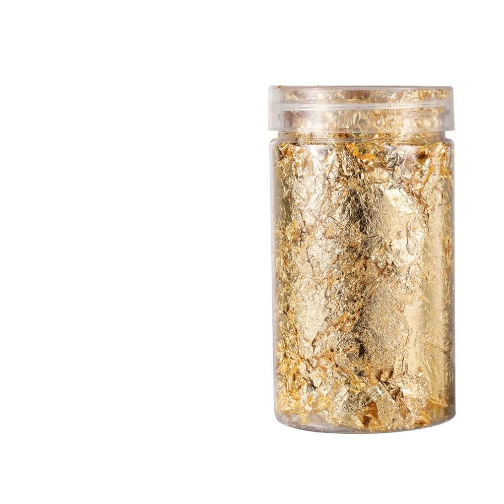 ROCKPOEM Gold Leaf Sheets - 2-10g Glitter Foil Flakes for DIY Crafts, Mould Decoration, Nail Art and Gold Foil Fillers