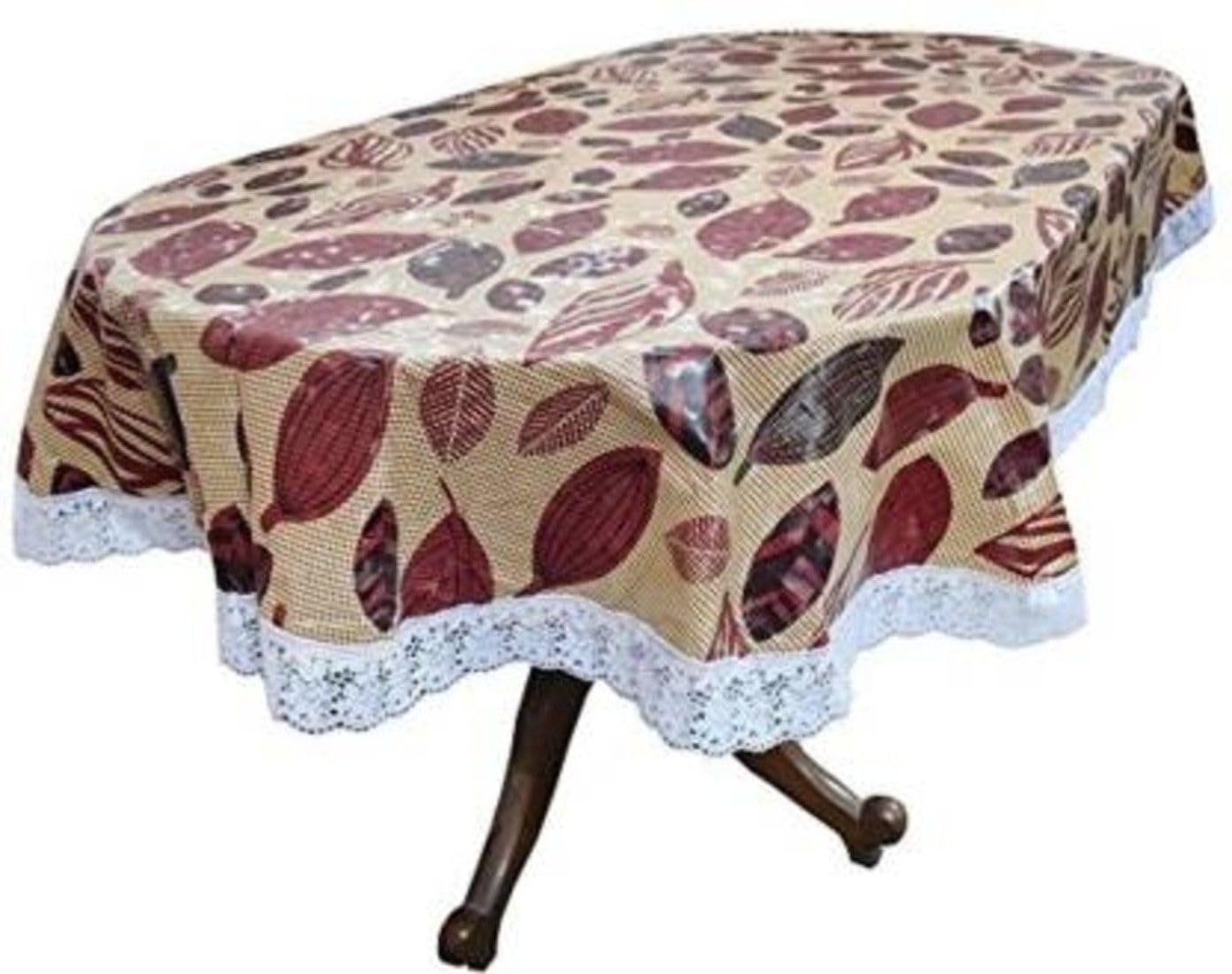ZITIN Big Brown Leaf Design Dining Table Cover | BIG BROWN LEAF DESIGN DINING TABLE COVER-image-11