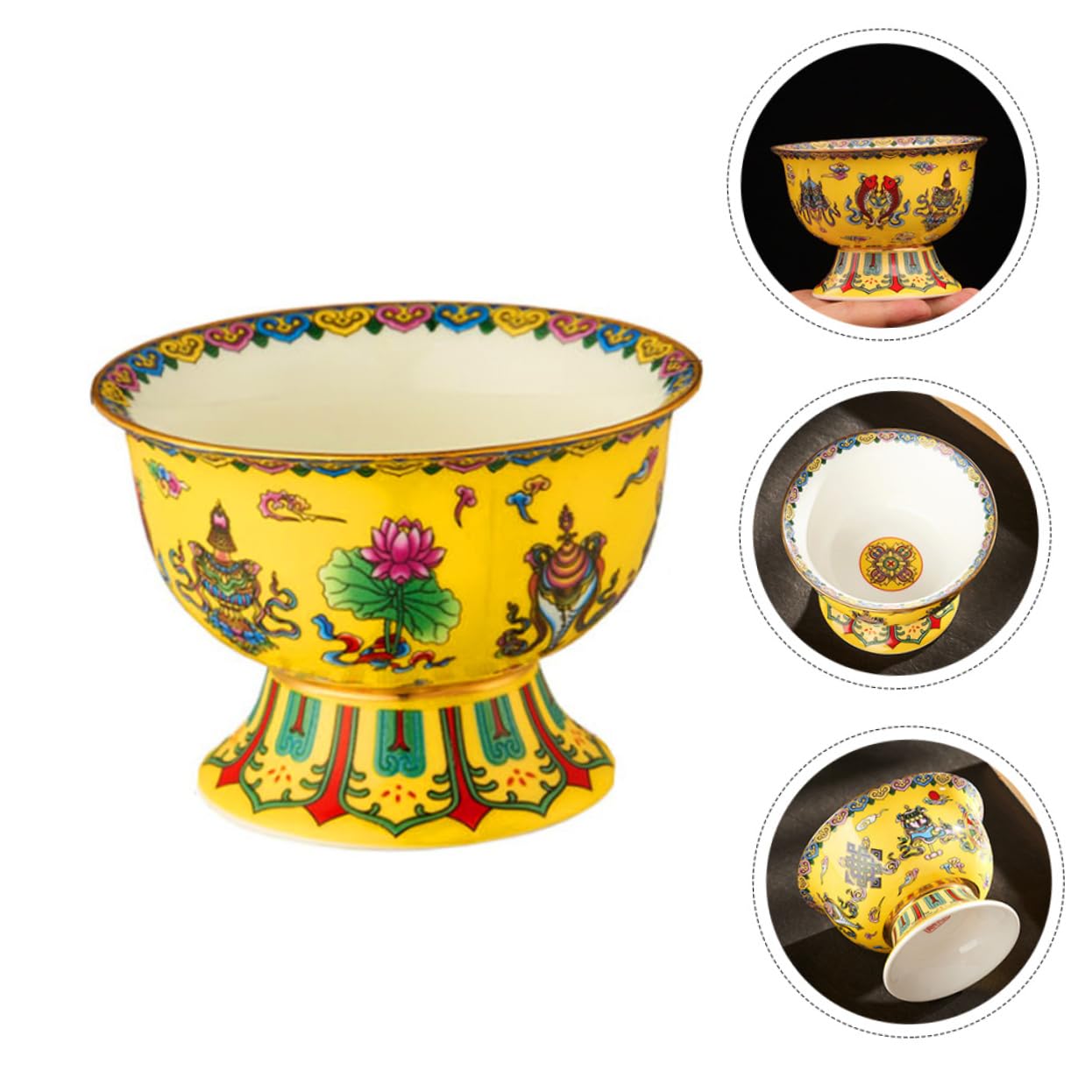 OUNONA 2 Piezas Bol Cerámico de Alta Enamelado Decoración y Ceremonias Budistas Accesorio Multifuncional Ritual y