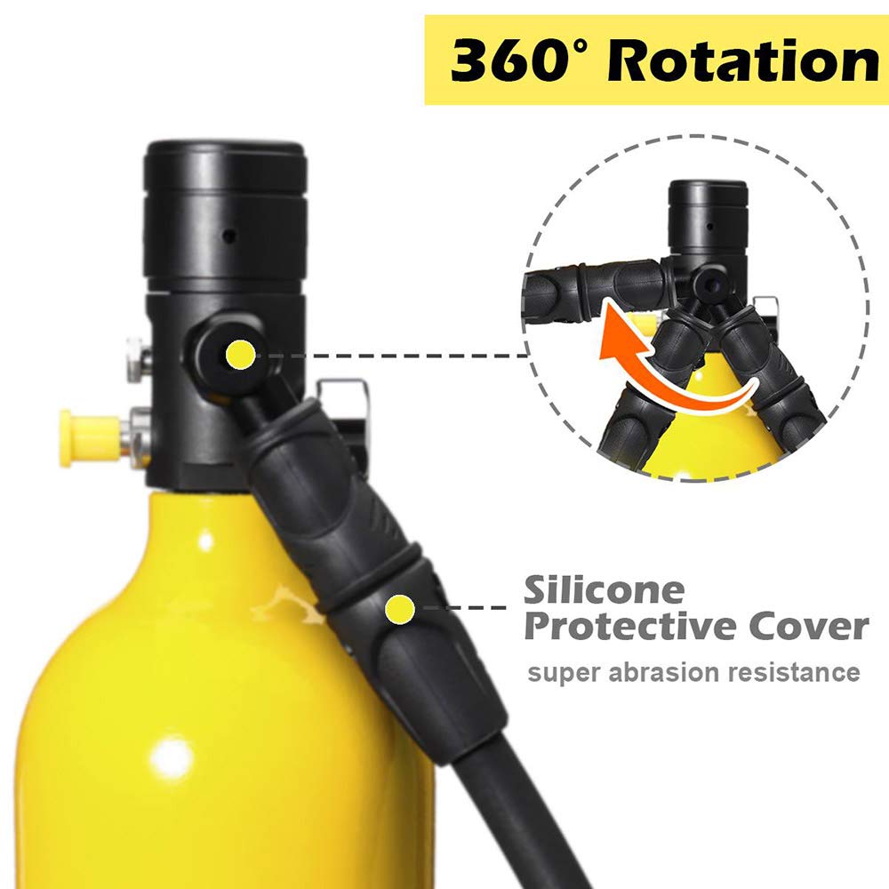 Botellas de Buceo Equipo de Buceo, Mini Botella de Buceo de 1 litro con Capacidad de 10-20 Minutos, Material Resistente a la presión y a la corrosión con diseño Recargable, para Viajes y Buceo