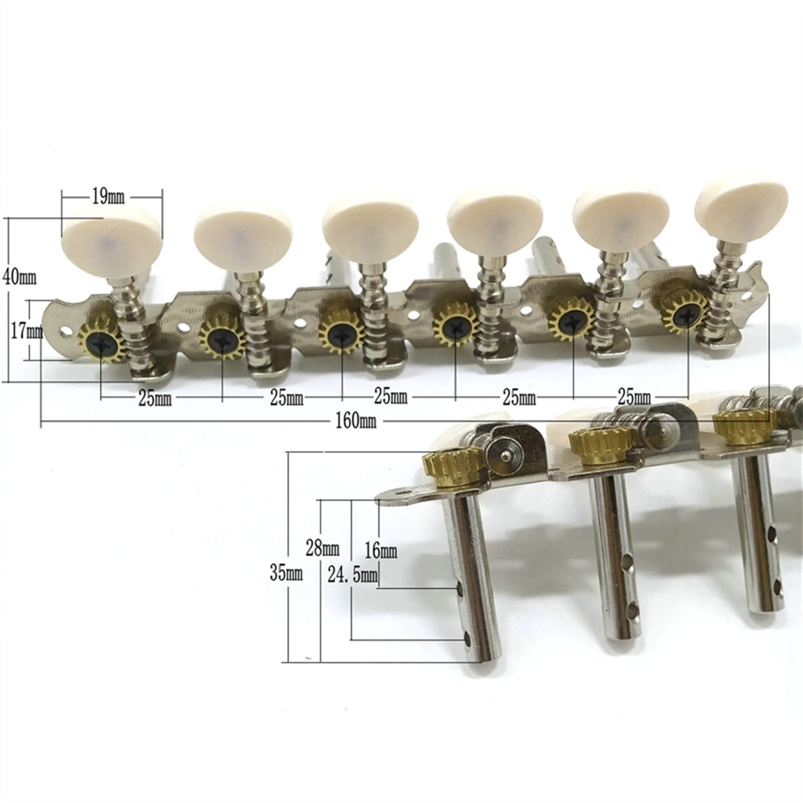 Pioli Chitarra Corde Ricambio 6R6L Chrome 12 Corde Chitarra Acustica Tuning Pioli Chiavi Teste Meccaniche Accordatori per Corde Parti di Chitarra