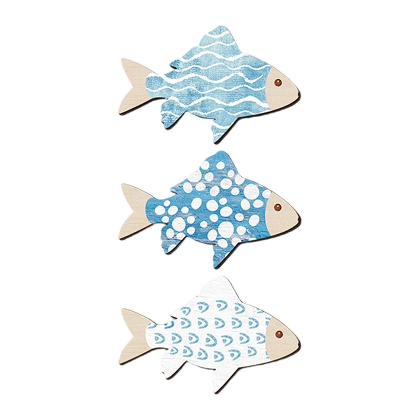 OSNIYAW Wall Decors Wooden Fish Nauticals Coastal Walled Art Fish Sculpture Lake House Hanging Decors for Bedroom Wooden Coastal Sign Themed Hanging