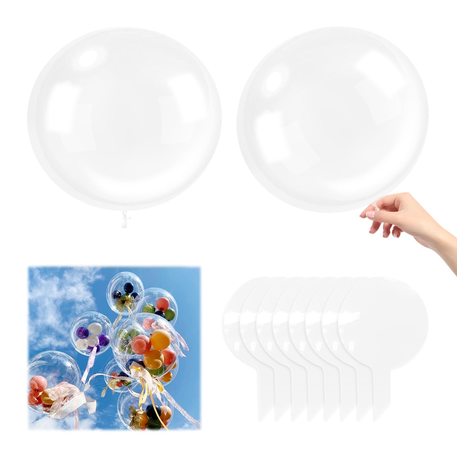 10 PCS 24 Inch Bobo Balloons – Large Clear Transparent Fillable Balloon – Round Clear Balloon for DIY Decoration – Bobo Balloons for Wedding Baby Shower Birthday Party