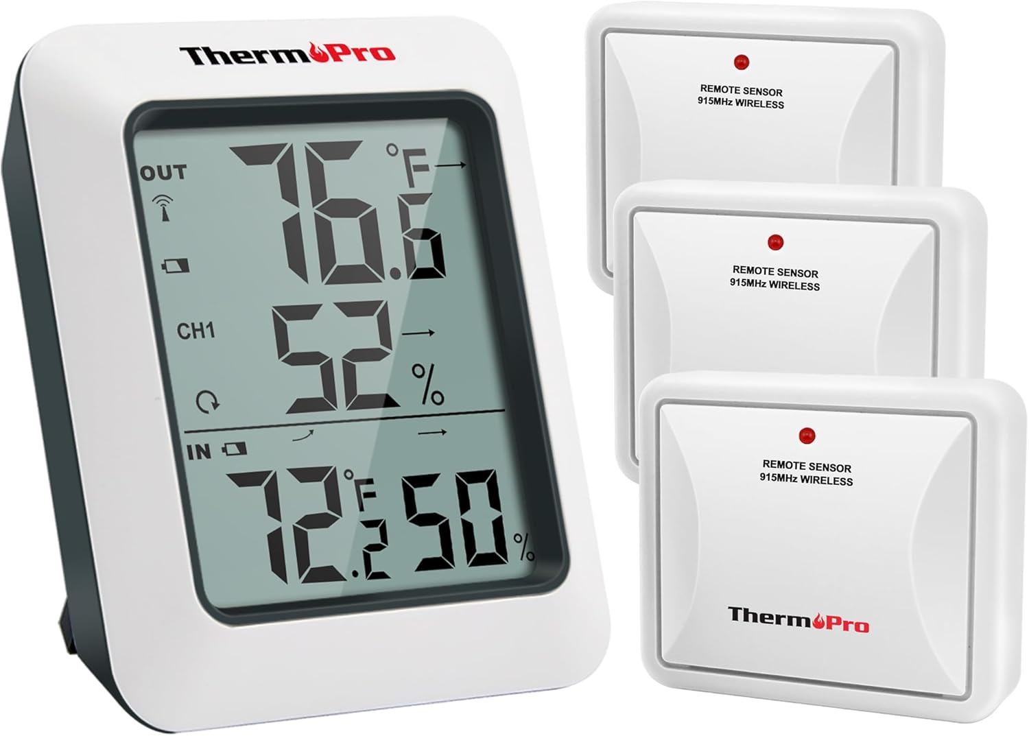ThermoPro TP60-3 Main Unit and Three Remote Sensors