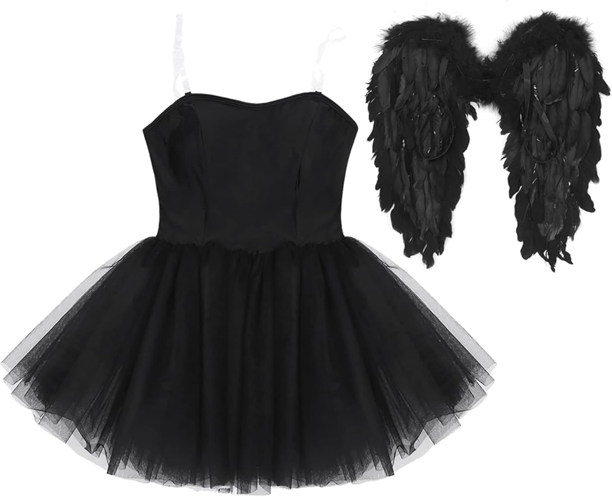 Amazon.com: Jhaoyu Women Sexy Black Angel of The Dark Low