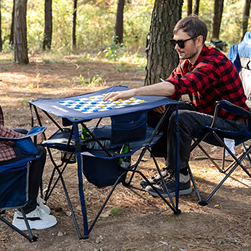 Ever Advanced Folding Tailgating Table With Cooler, Portable Camping Picnic Table With Cup Holders And Carry Bag For Outdoors, Beach, Hiking And Tailgating, Blue #TOP1