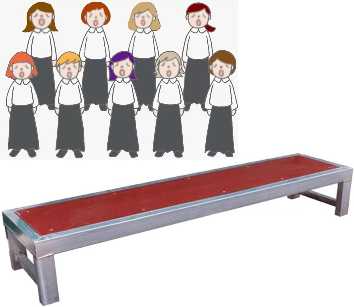 Non-Slip Red Choral Risers - Choir Stage Platform for Schools & Churches, Ideal 1-Tier Staircase for Group Singing, Lectures & Awards Events