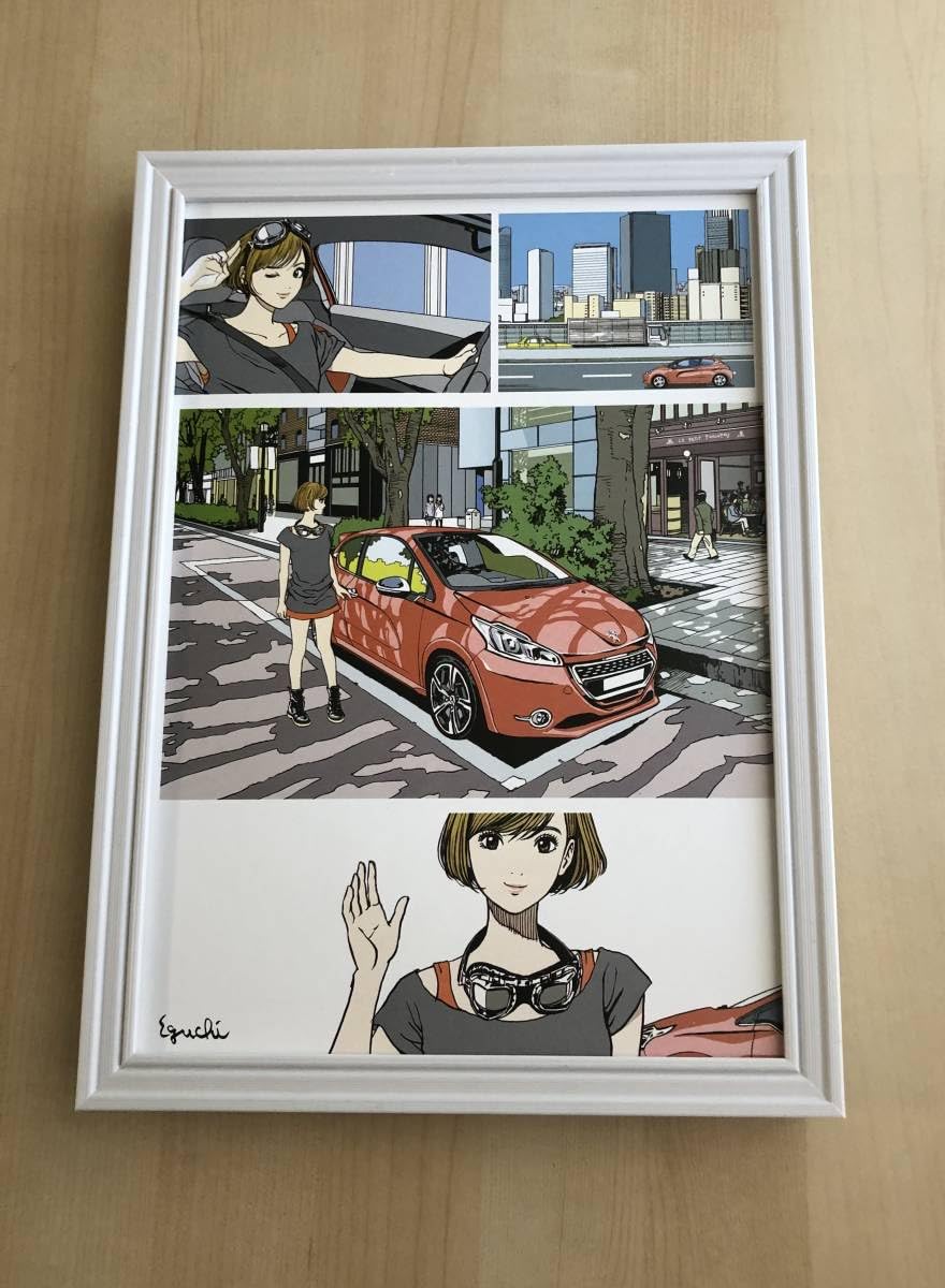 ポスター K Amazon.co.jp: kj 額装品 江口寿史 プジョー イラスト A4サイズ額入り
