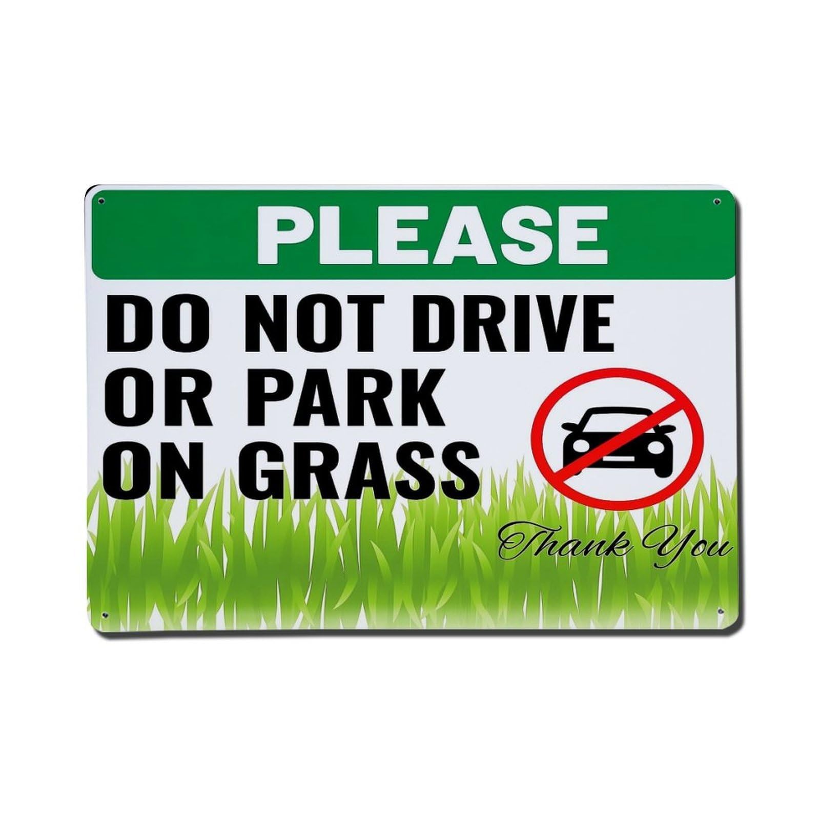 Please Do Not Drive Or Park On Grass Tin Sign Metal Poster Vintage Metal Signs for Home Man Cave Bar Cafe Kitchen laundry room Wall Decorations Gift 8x12Inch
