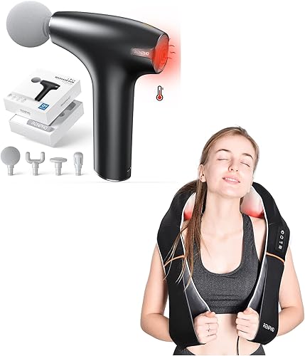 RENPHO Masajeador Shiatsu para cuello y hombros con pistola de masaje térmica y térmica