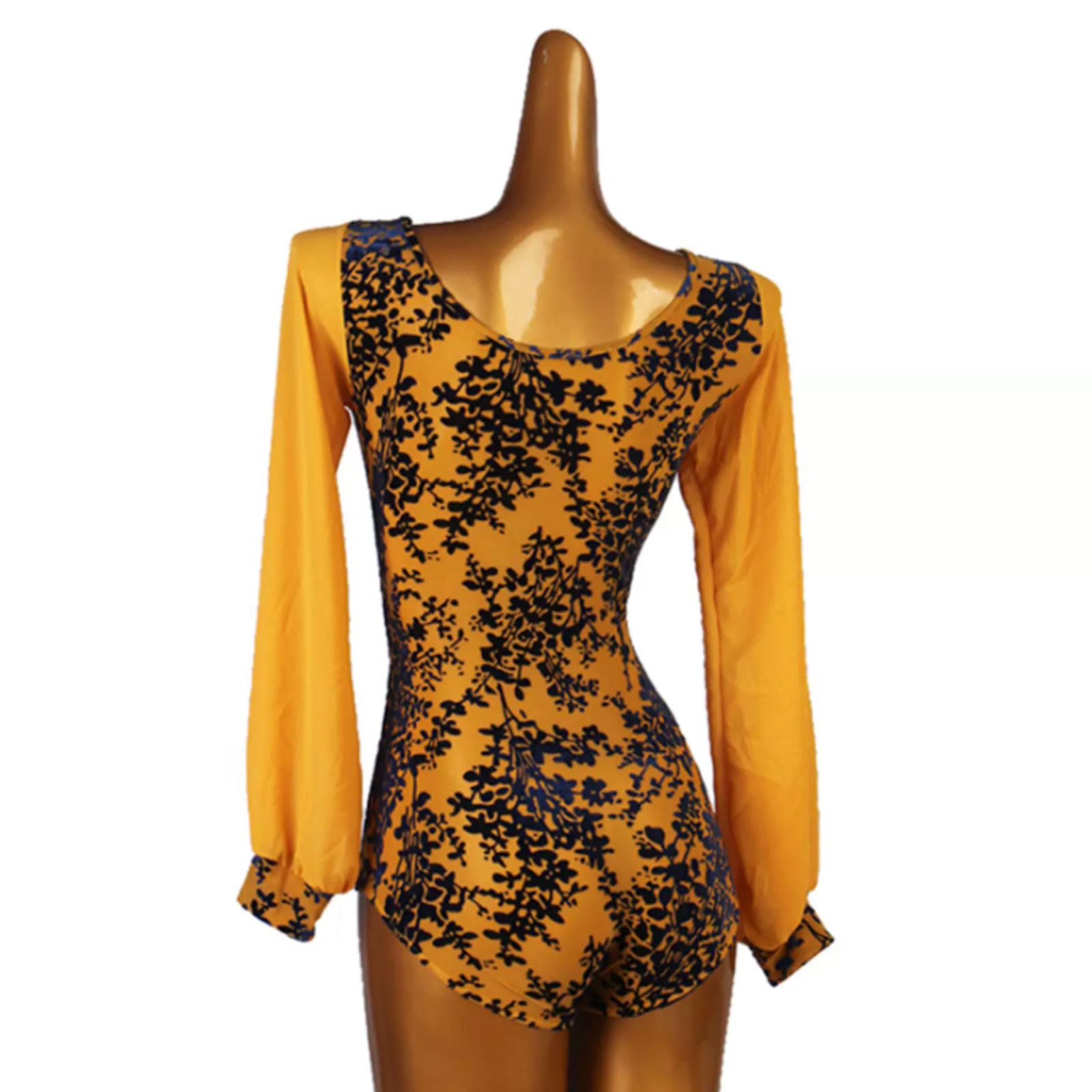 Abito da Ballo Latino da Donna Stampato Abbigliamento da Prestazioni di Ginnastica Yoga Top a Body Cha Cha Waltz Body per Salsa Tango Costumi Pratica del Sala da Ballo