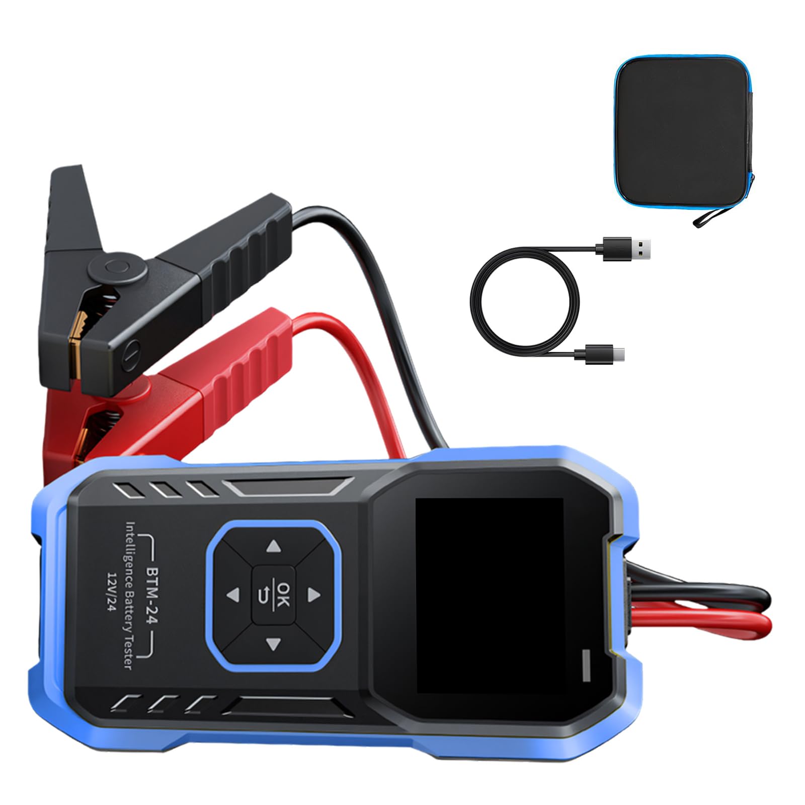 Jazuaiao Digital Automotive Battery Monitor For 12V 24V Systems Checking Capacity Power Condition Resistance And Load Analysis Truck Battery Diagnostic
