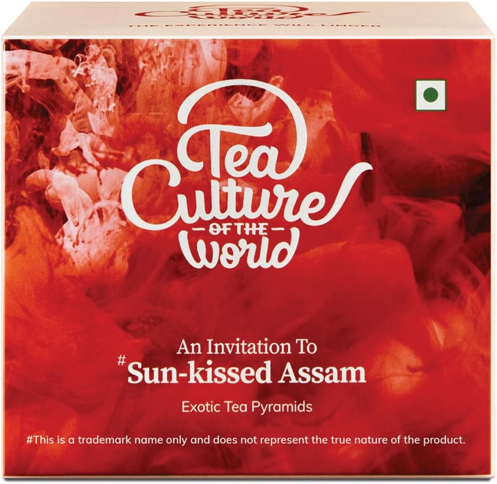 Sun-Kissed Assam Tea Teabag | Premium Whole Leaf Black Tea | Rich Malty Flavor, Robust & Fresh |16 Pyramid Tea Bags