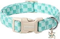 Vista 24 de DOGWONG Collar de Algodón para Perro, Collar de Perro de Cuadros Azules Resistente, Collar Suave y Duradero para Perro Macho, Lindo Collar de Boda