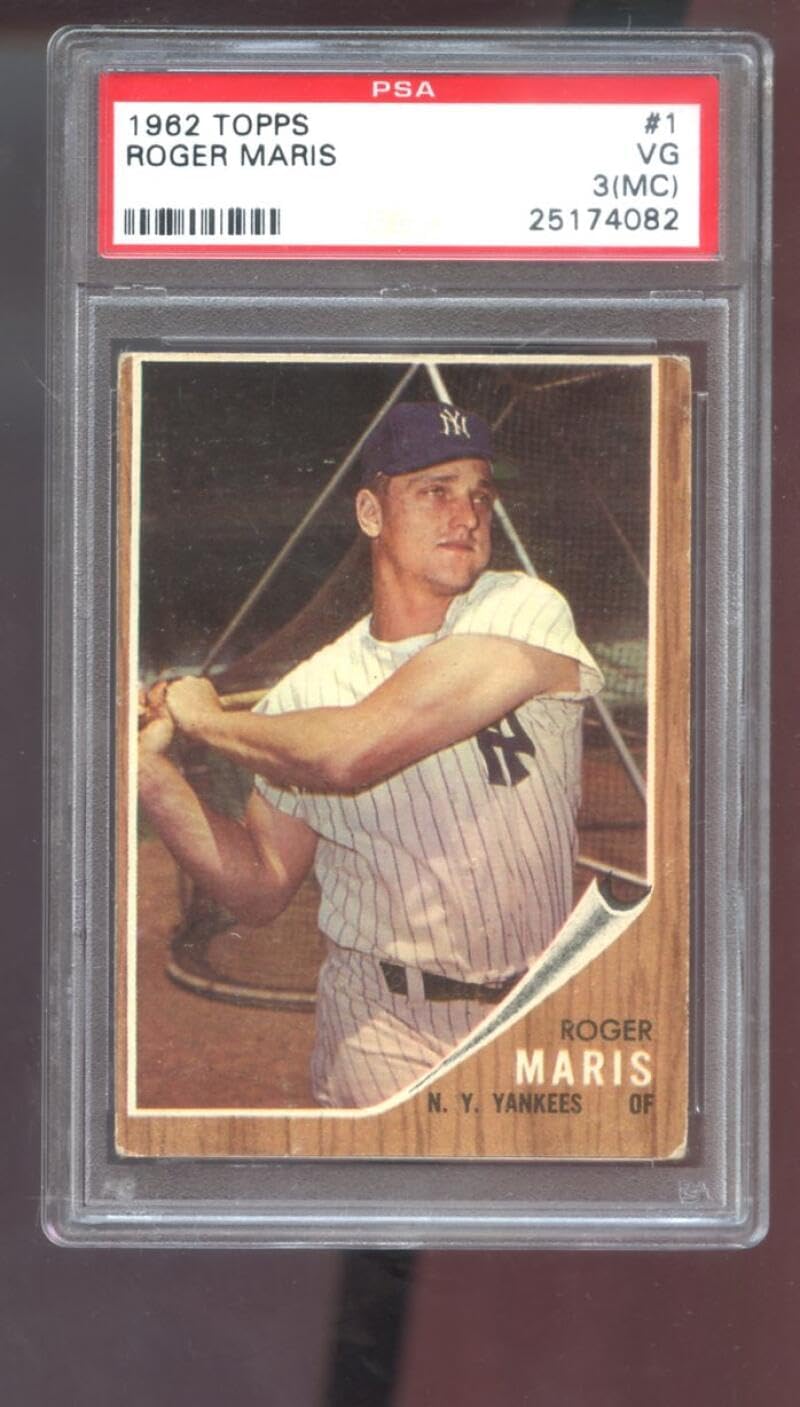 1962 Topps #1 Roger Maris PSA 3 Graded Baseball Card MLB New York Yankees