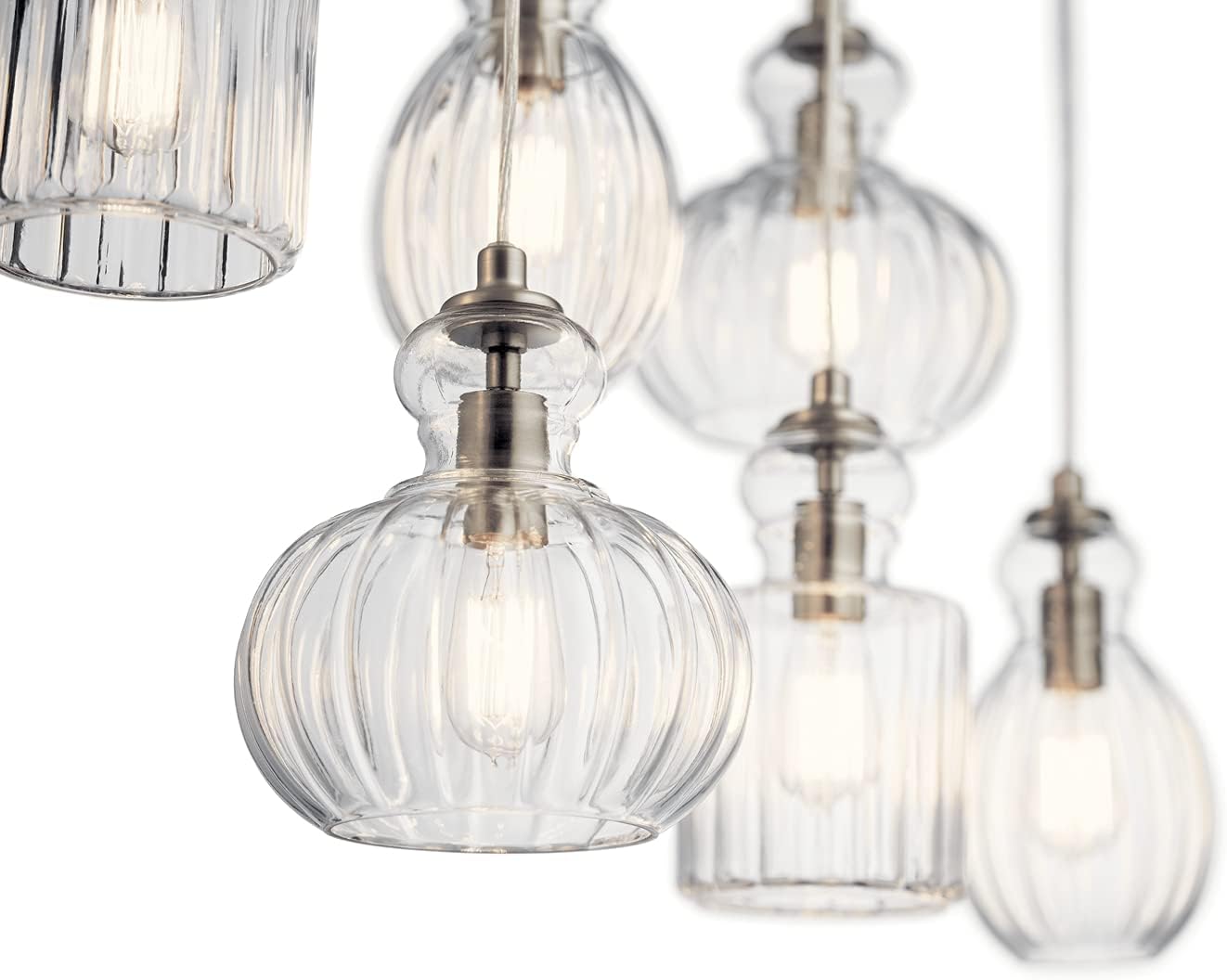 60% оƒƒ Dіѕсоunt Kichler Lighting Riviera 35.5 6 Light Linear Chandelier with Clear Ribbed Glass in Brushed Nickel