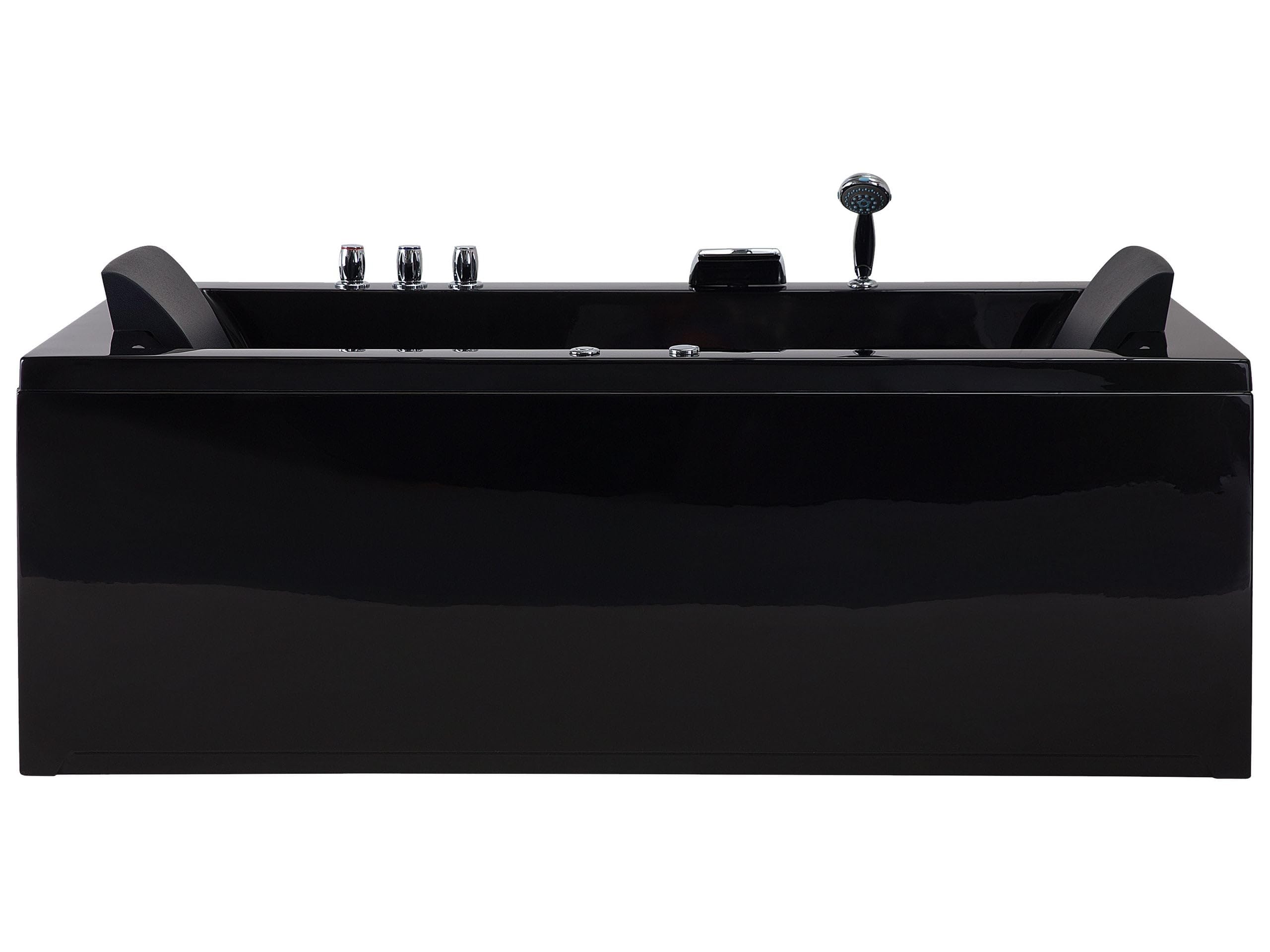 Bañera de acrílico negro 183 x 90 cm izquierda con chorros de masaje reposacabezas y LED Varadero