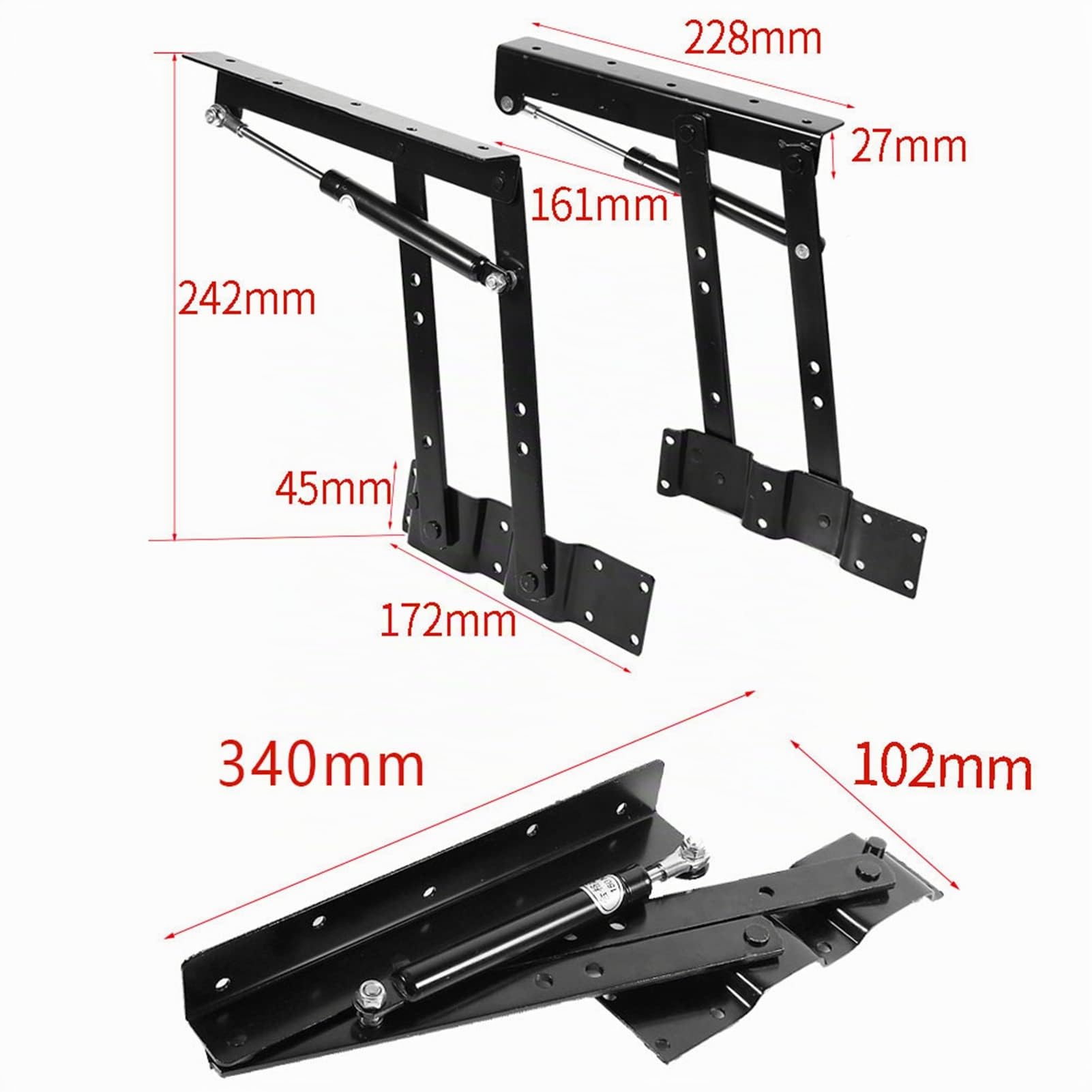 Lyrlody 2-teiliges Klappsystem Lift Up Feder Tablett-Mechanismus für Couchtisch aus robustem Stahl, Tragkraft 50 kg, einfach zu montieren