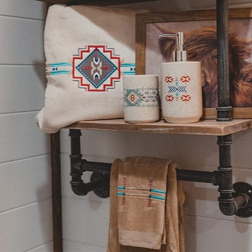 Miniatura 5 de Paseo Road by HiEnd Accents - Toallas Spirit Valley Western, juego de 3 toallas de baño color crema con patrón geométrico, toallas de algodón